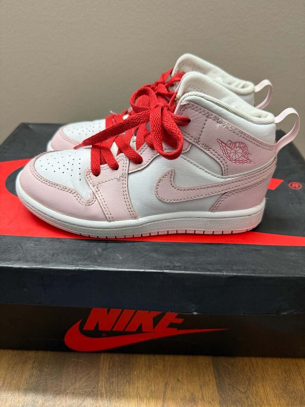 Jordan 1 Mid Pearl Pink White Little Kids Shoes